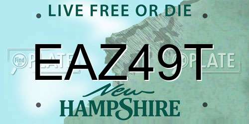 EAZ49T New Hampshire License Plate