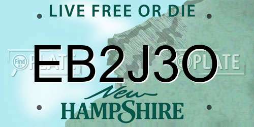EB2J3O New Hampshire License Plate