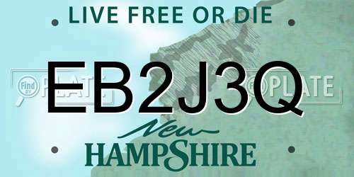 EB2J3Q New Hampshire License Plate
