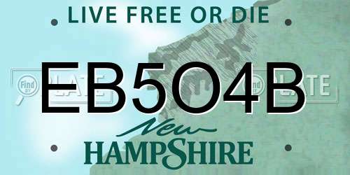 EB5O4B New Hampshire License Plate