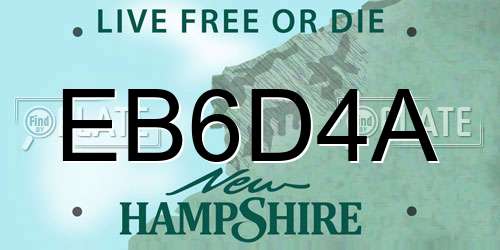EB6D4A New Hampshire License Plate