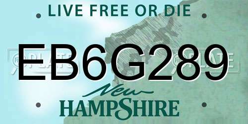 EB6G289 New Hampshire License Plate