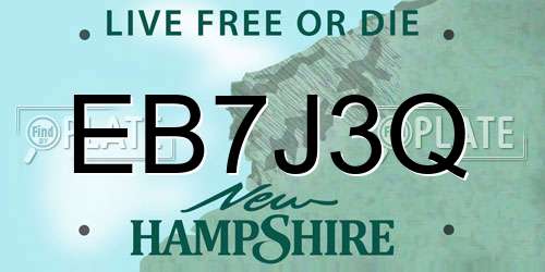 EB7J3Q New Hampshire License Plate