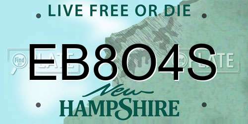 EB8O4S New Hampshire License Plate