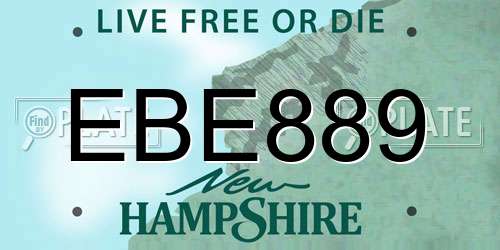EBE889 New Hampshire License Plate