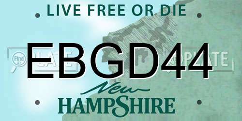 EBGD44 New Hampshire License Plate