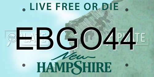 EBGO44 New Hampshire License Plate