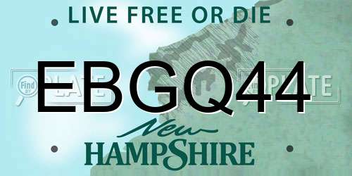 EBGQ44 New Hampshire License Plate
