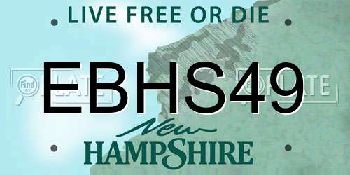 EBHS49 New Hampshire License Plate