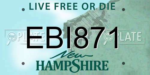 EBI871 New Hampshire License Plate