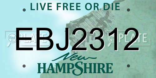 EBJ2312 New Hampshire License Plate