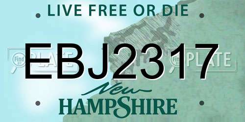 EBJ2317 New Hampshire License Plate