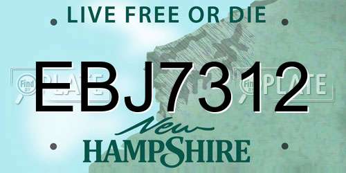 EBJ7312 New Hampshire License Plate