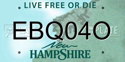 EBQ04O New Hampshire License Plate