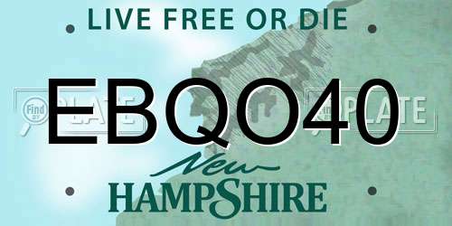 EBQO40 New Hampshire License Plate