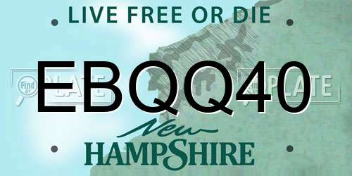 EBQQ40 New Hampshire License Plate