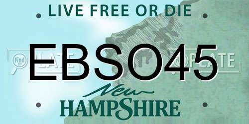 EBSO45 New Hampshire License Plate