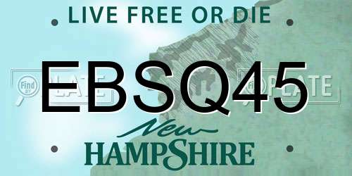 EBSQ45 New Hampshire License Plate
