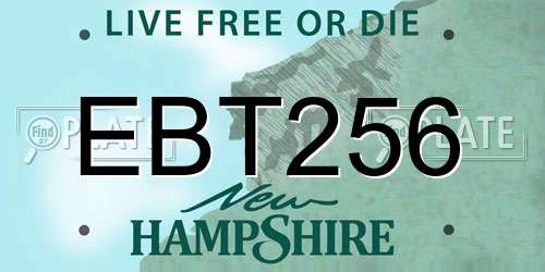 EBT256 New Hampshire License Plate