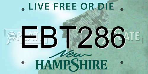 EBT286 New Hampshire License Plate