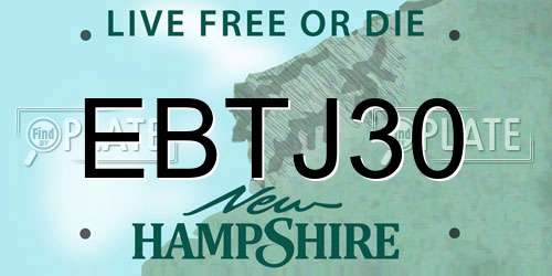EBTJ30 New Hampshire License Plate