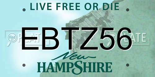 EBTZ56 New Hampshire License Plate