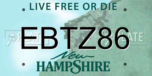 EBTZ86 New Hampshire License Plate