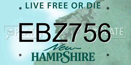 EBZ756 New Hampshire License Plate