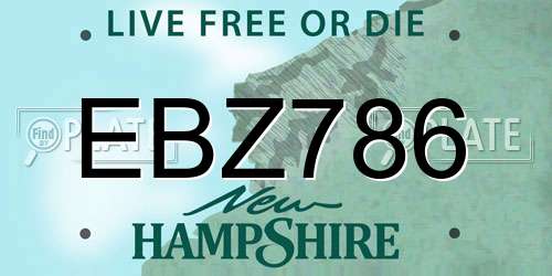 EBZ786 New Hampshire License Plate