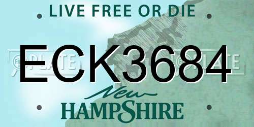 ECK3684 New Hampshire License Plate