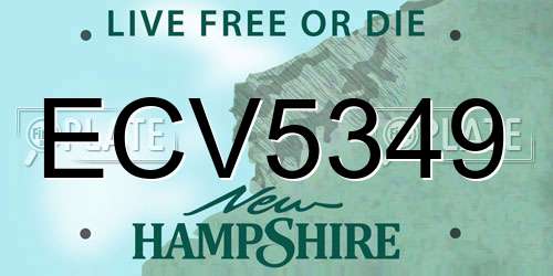 ECV5349 New Hampshire License Plate