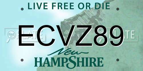 ECVZ89 New Hampshire License Plate