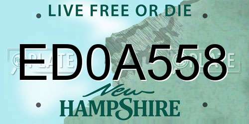 ED0A558 New Hampshire License Plate