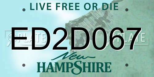 ED2D067 New Hampshire License Plate