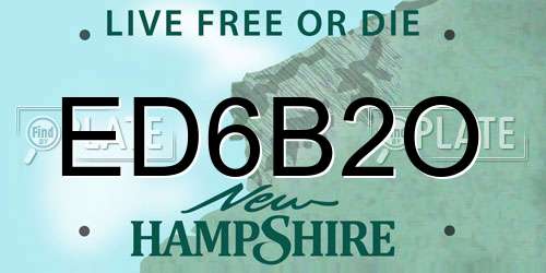 ED6B2O New Hampshire License Plate