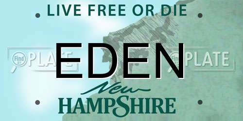 EDEN New Hampshire License Plate