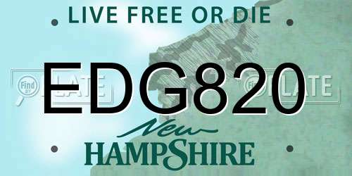 EDG820 New Hampshire License Plate