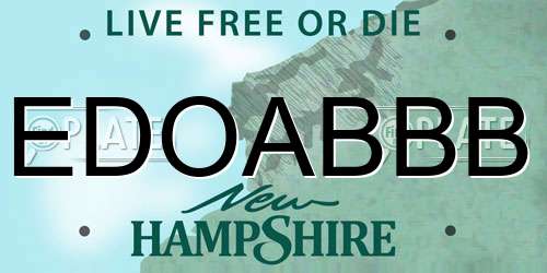 EDOABBB New Hampshire License Plate