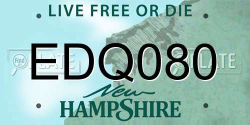 EDQ080 New Hampshire License Plate