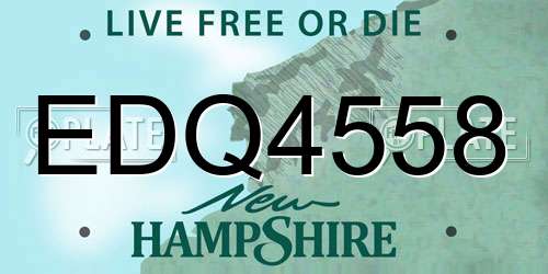 EDQ4558 New Hampshire License Plate