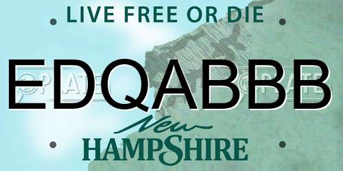 EDQABBB New Hampshire License Plate