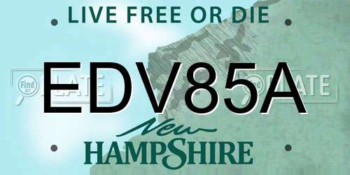 EDV85A New Hampshire License Plate