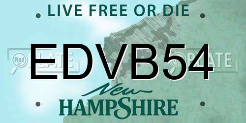 EDVB54 New Hampshire License Plate
