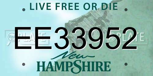 EE33952 New Hampshire License Plate
