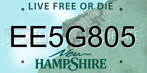 EE5G805 New Hampshire License Plate