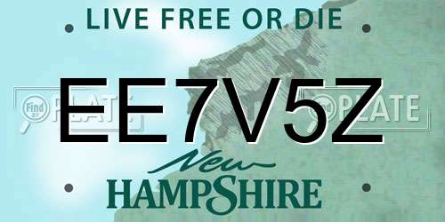 EE7V5Z New Hampshire License Plate