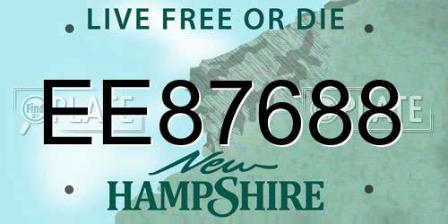 EE87688 New Hampshire License Plate