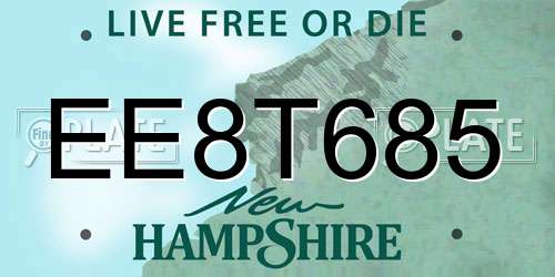 EE8T685 New Hampshire License Plate