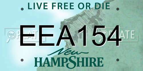 EEA154 New Hampshire License Plate