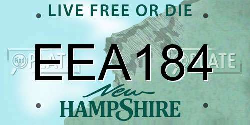 EEA184 New Hampshire License Plate